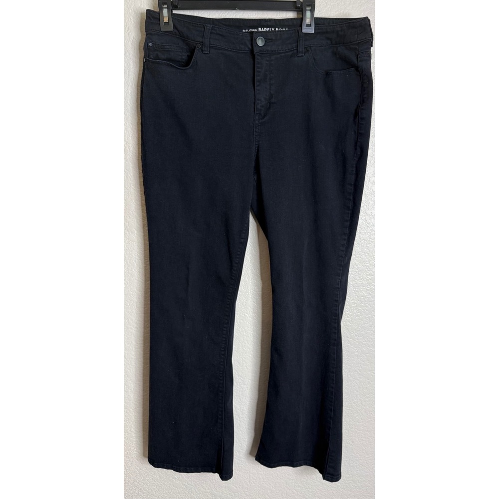 Chicos 1.5 Short‎ US 10 Barely Boot Jeans Black Platinum Stretch Denim Pants